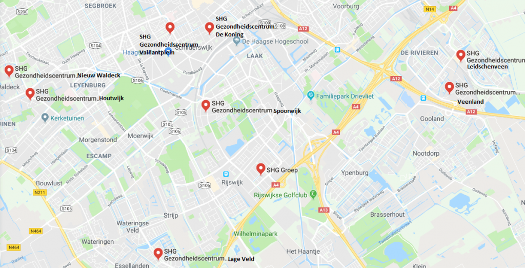 Kaart met SHG locaties